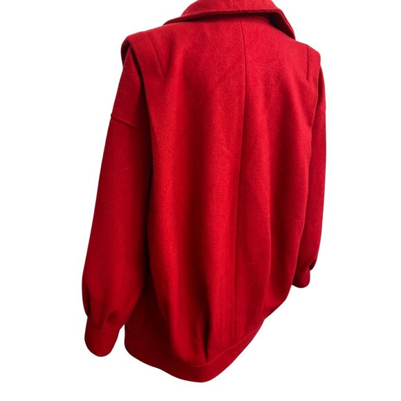 Vintage 1980s International Scene Red Pure Wool Double-Breasted Coat - Picture 10 of 16